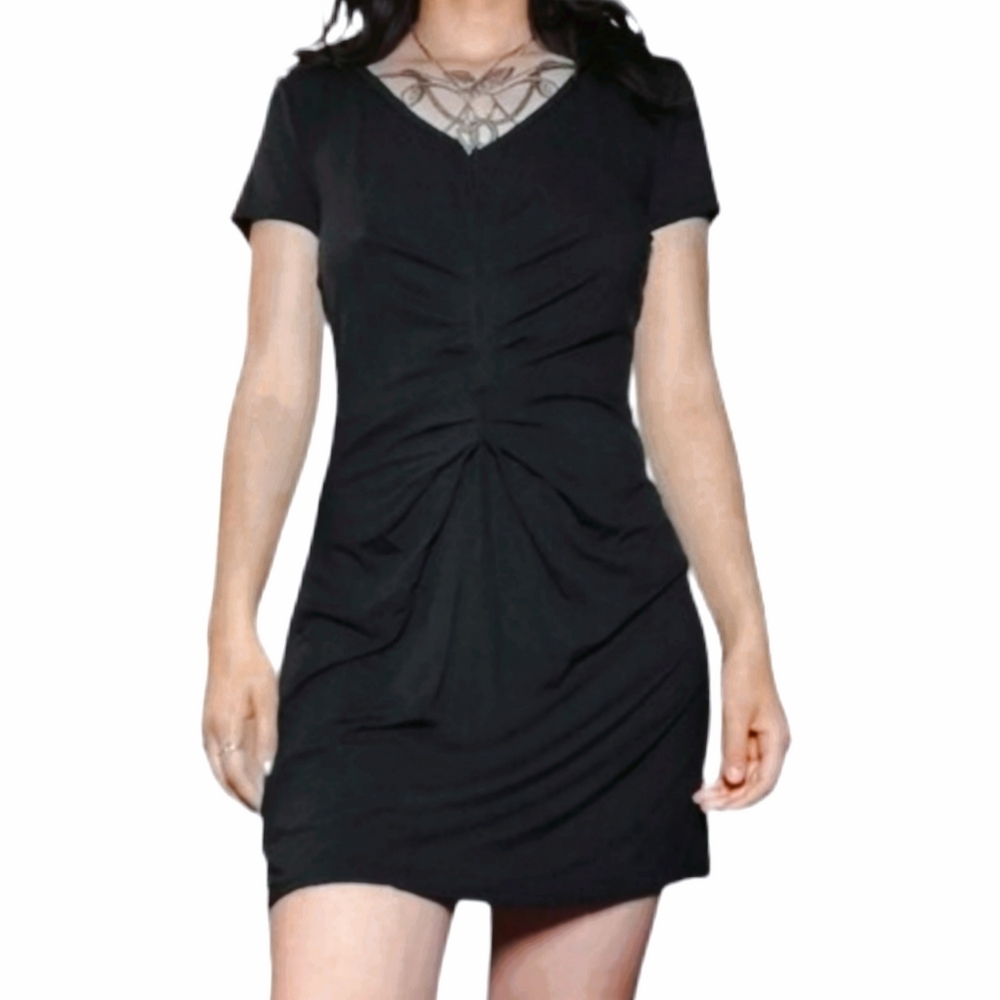 Athleta Short Sleeve Black Ruched Mini Dress 🖤🖤🖤